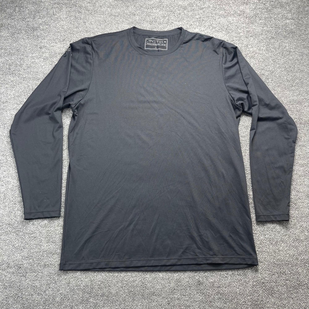 Anetik Mens Premium Performance UPF 30+ Long Sleeve Sun Shirt Gray Large